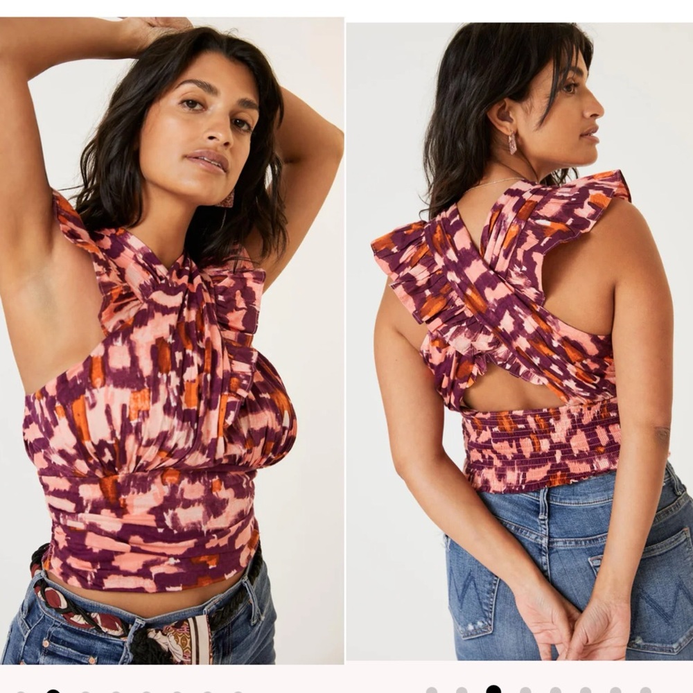 ANTHROPOLOGIE NWT PLEATED RUFFLE HALTER BLOUSE TOP
